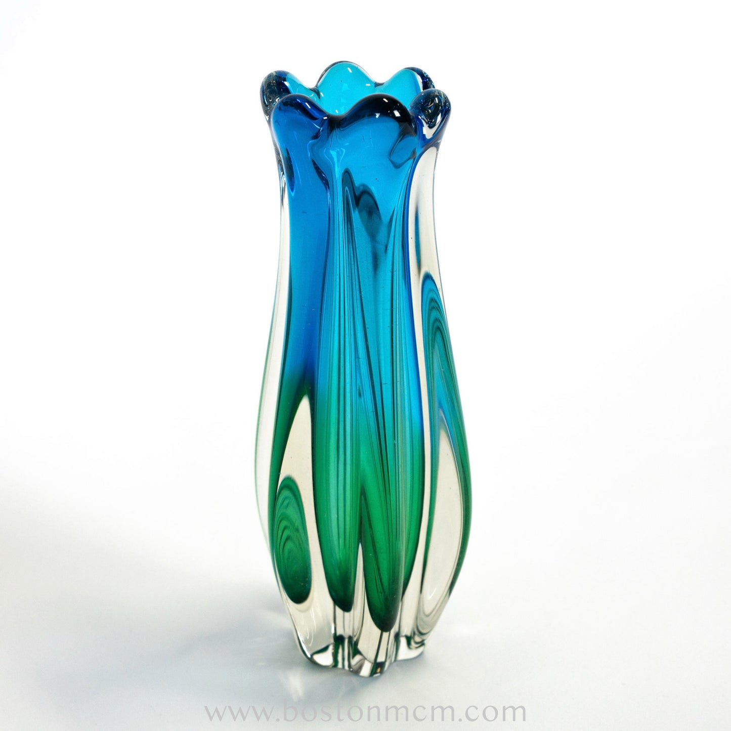 Green-Blue Art Glass Vase by Sanyu