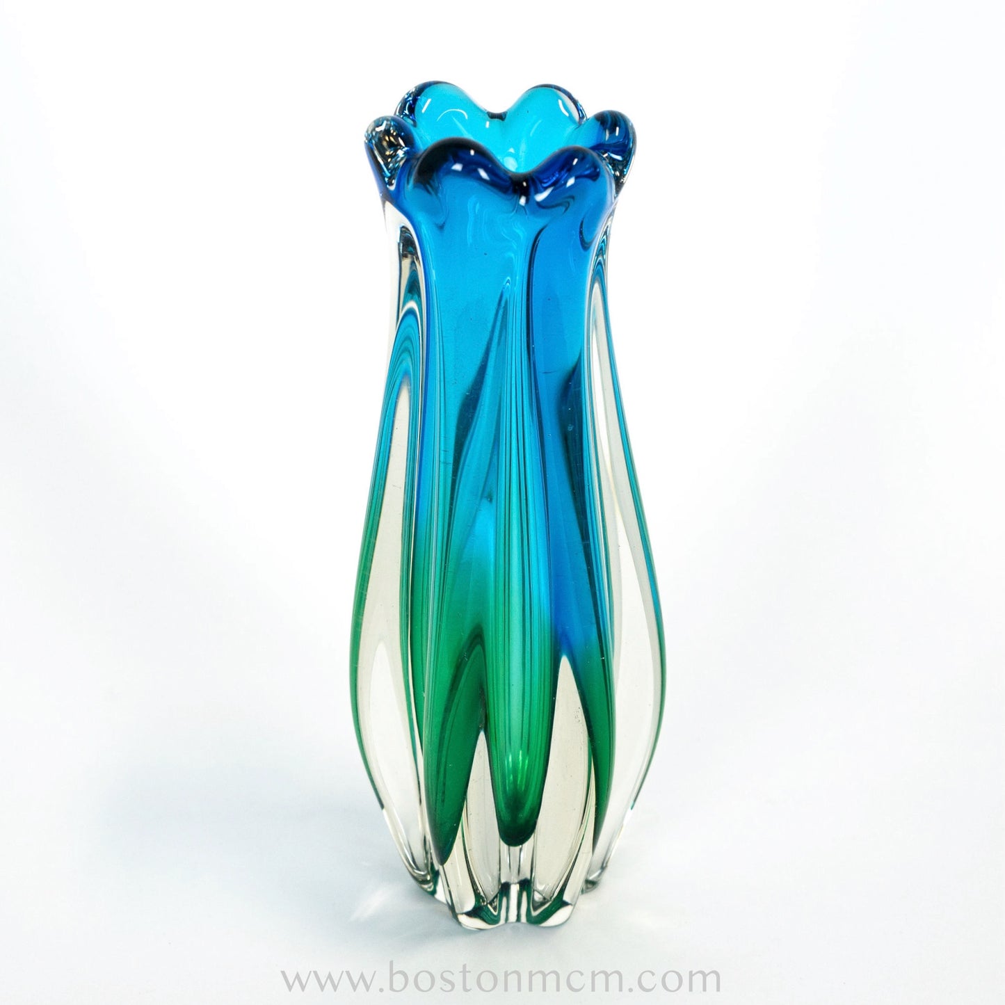 Green-Blue Art Glass Vase by Sanyu