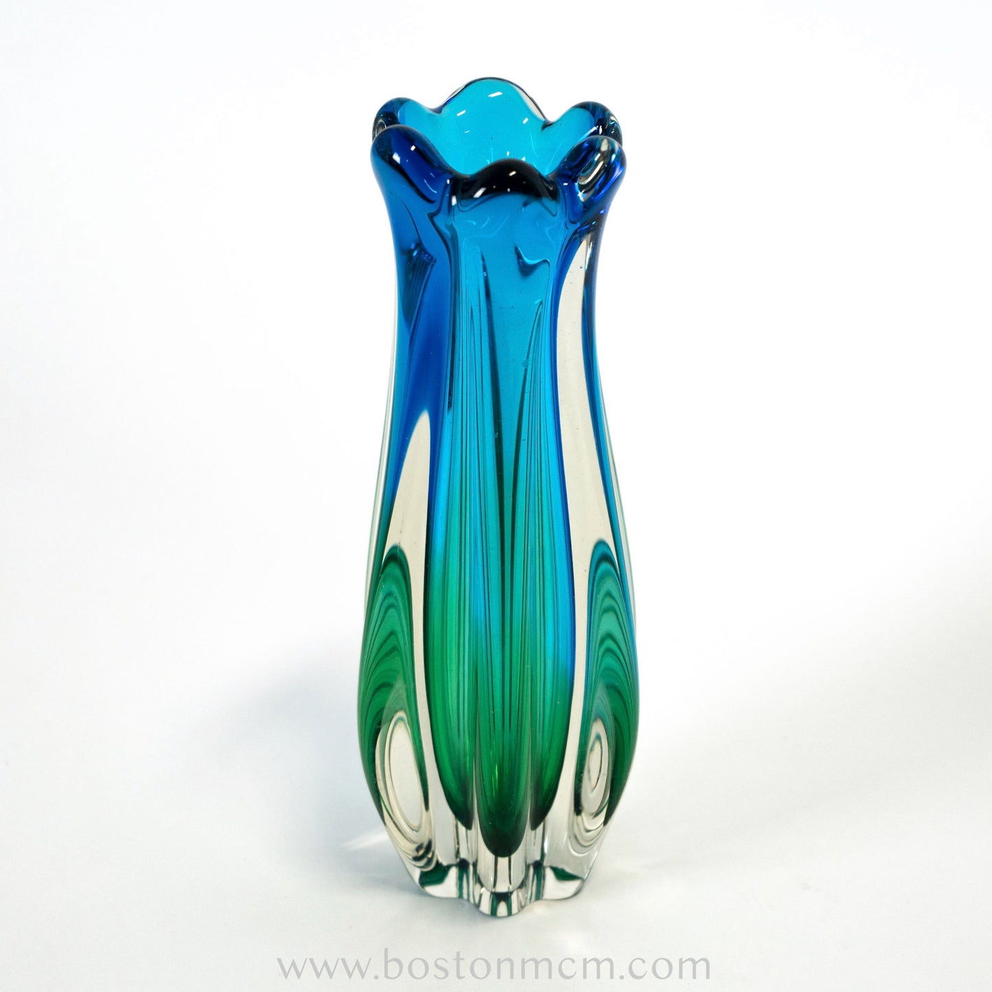 Green-Blue Art Glass Vase by Sanyu