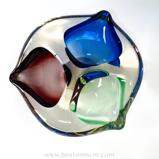 Romanian Art Glass Multicolored Bowl, possibly by Napochim Sticia Romania