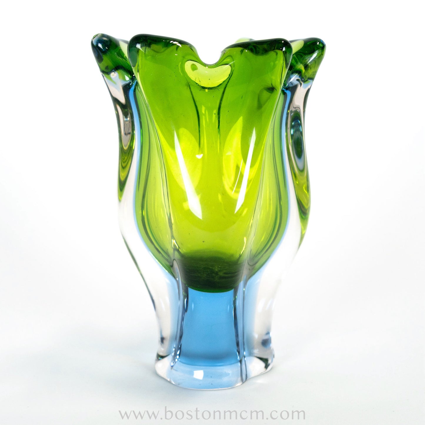 Art Glass Blue-Green Vase Designed by Josef Hospodka for Chribska Glassworks #5