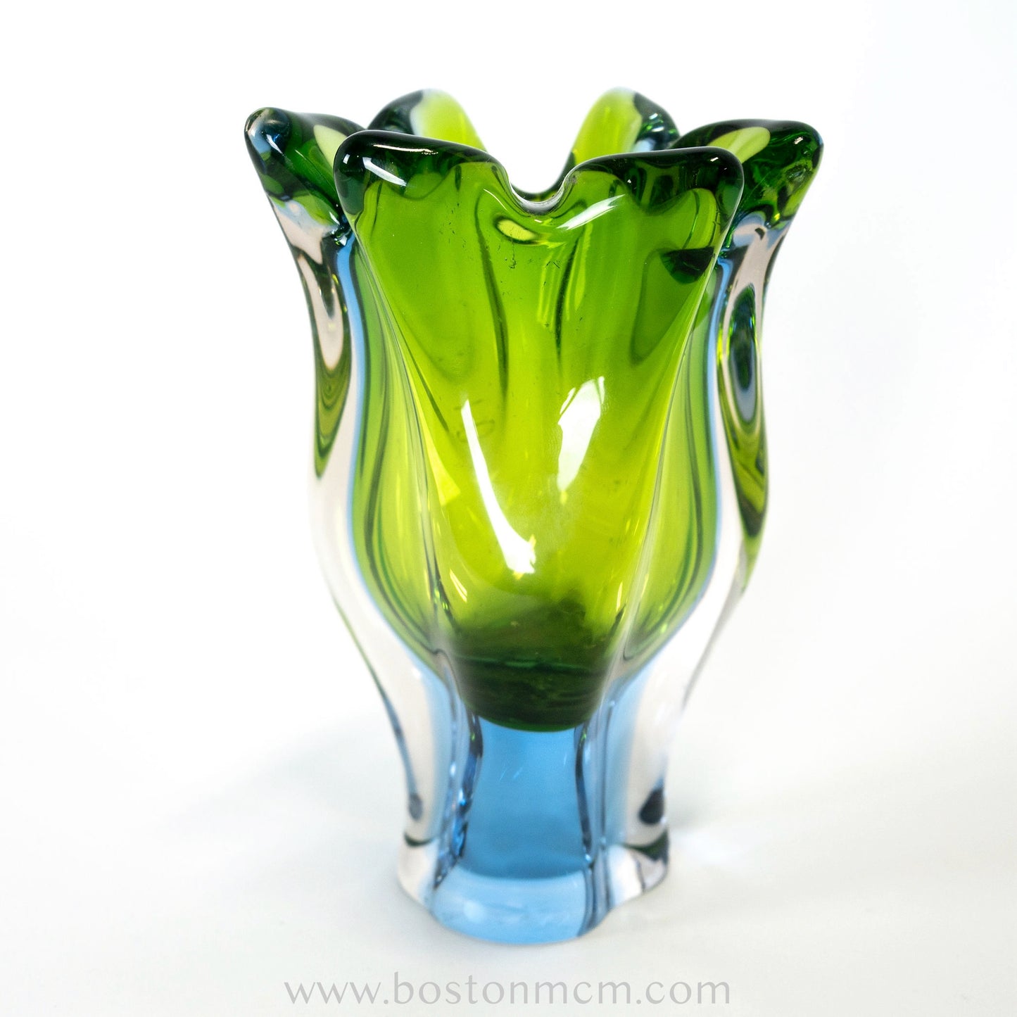 Art Glass Blue-Green Vase Designed by Josef Hospodka for Chribska Glassworks #5