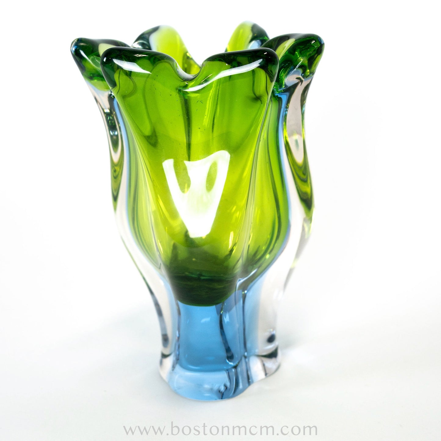 Art Glass Blue-Green Vase Designed by Josef Hospodka for Chribska Glassworks #5