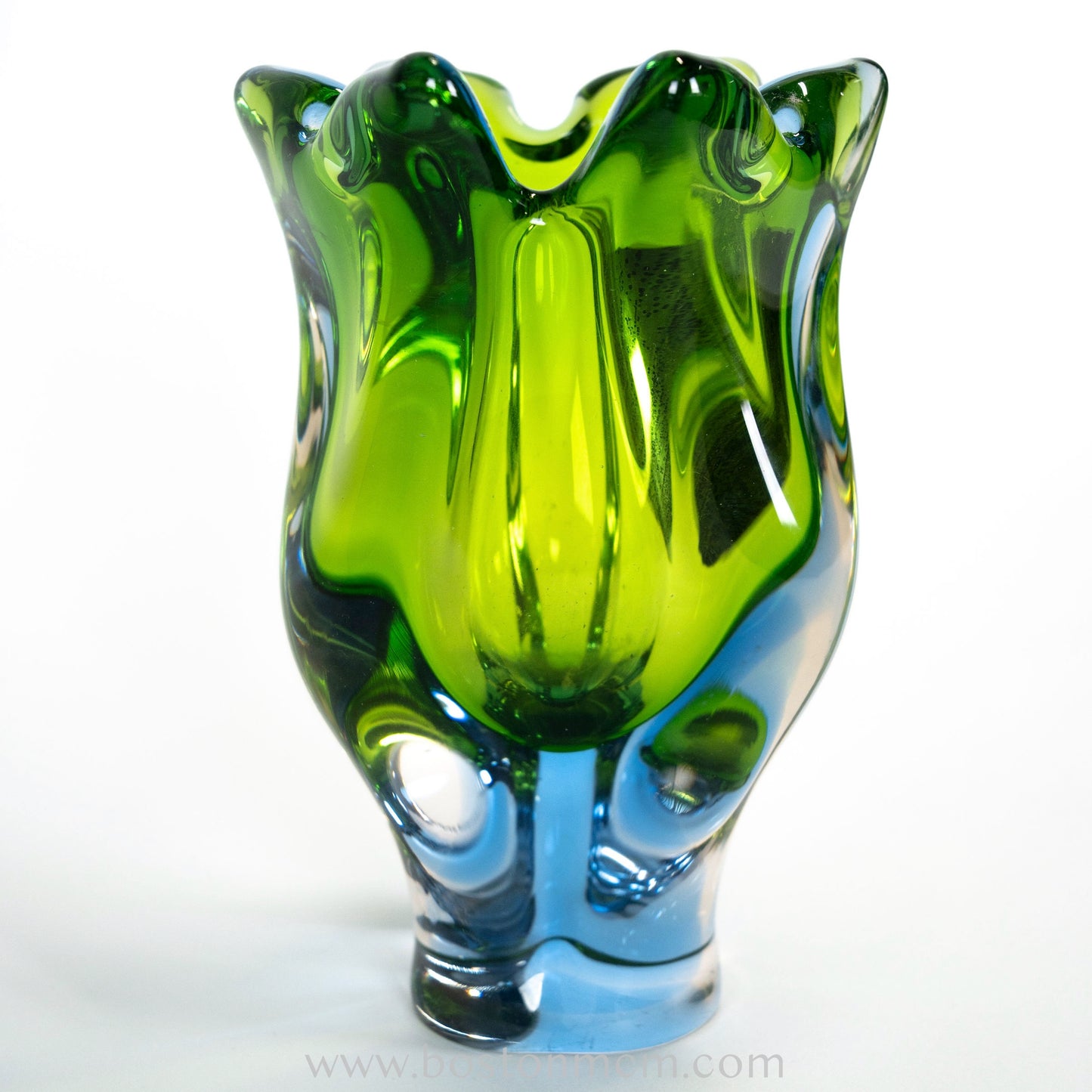 Art Glass Blue-Green Vase Designed by Josef Hospodka for Chribska Glassworks #5