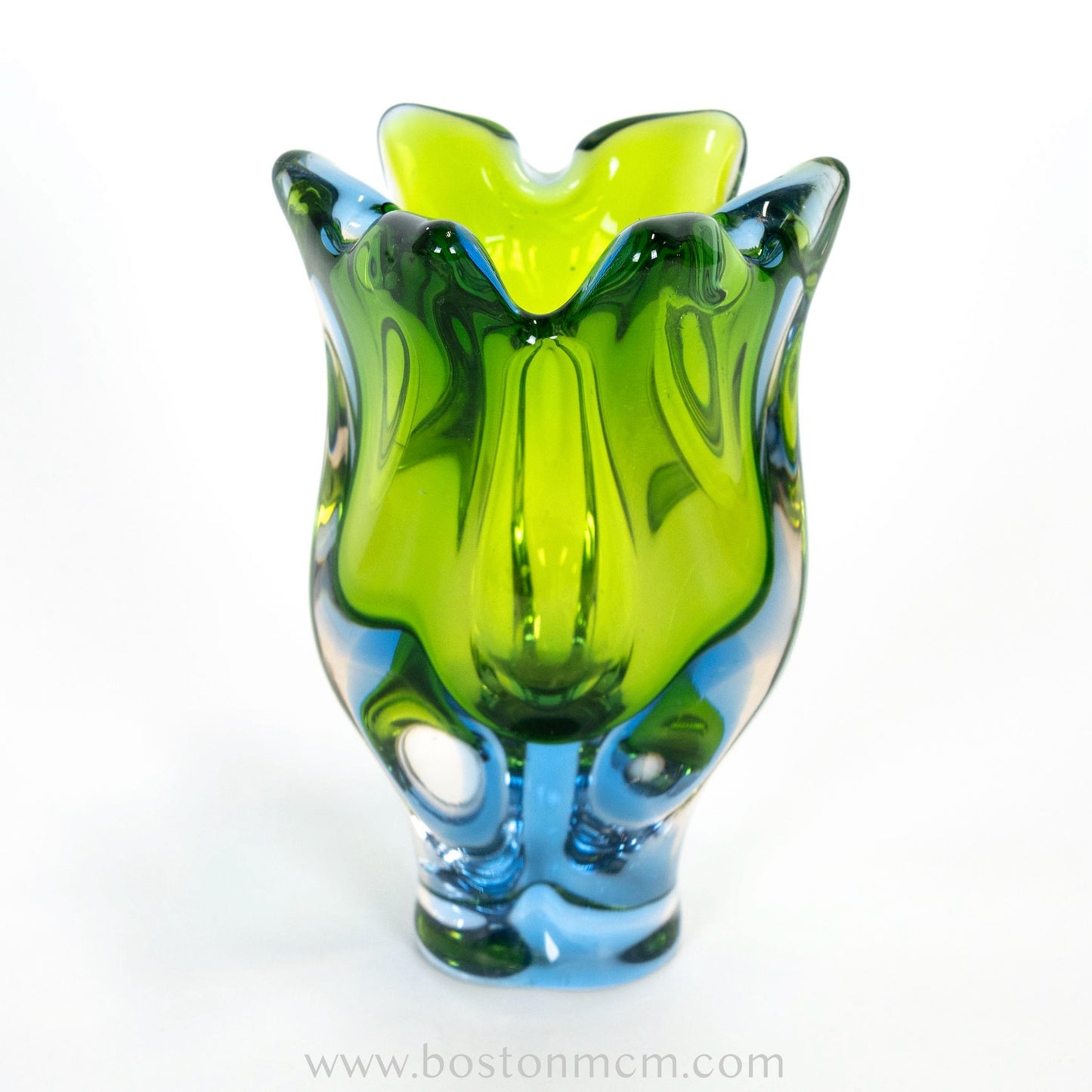 Art Glass Blue-Green Vase Designed by Josef Hospodka for Chribska Glassworks #5