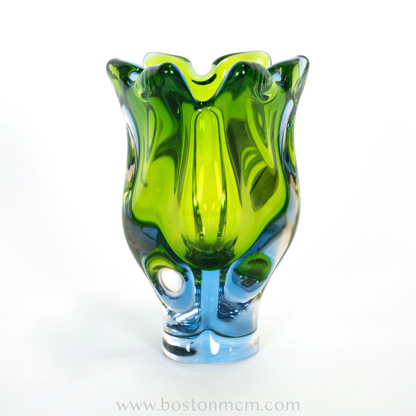 Art Glass Blue-Green Vase Designed by Josef Hospodka for Chribska Glassworks #5