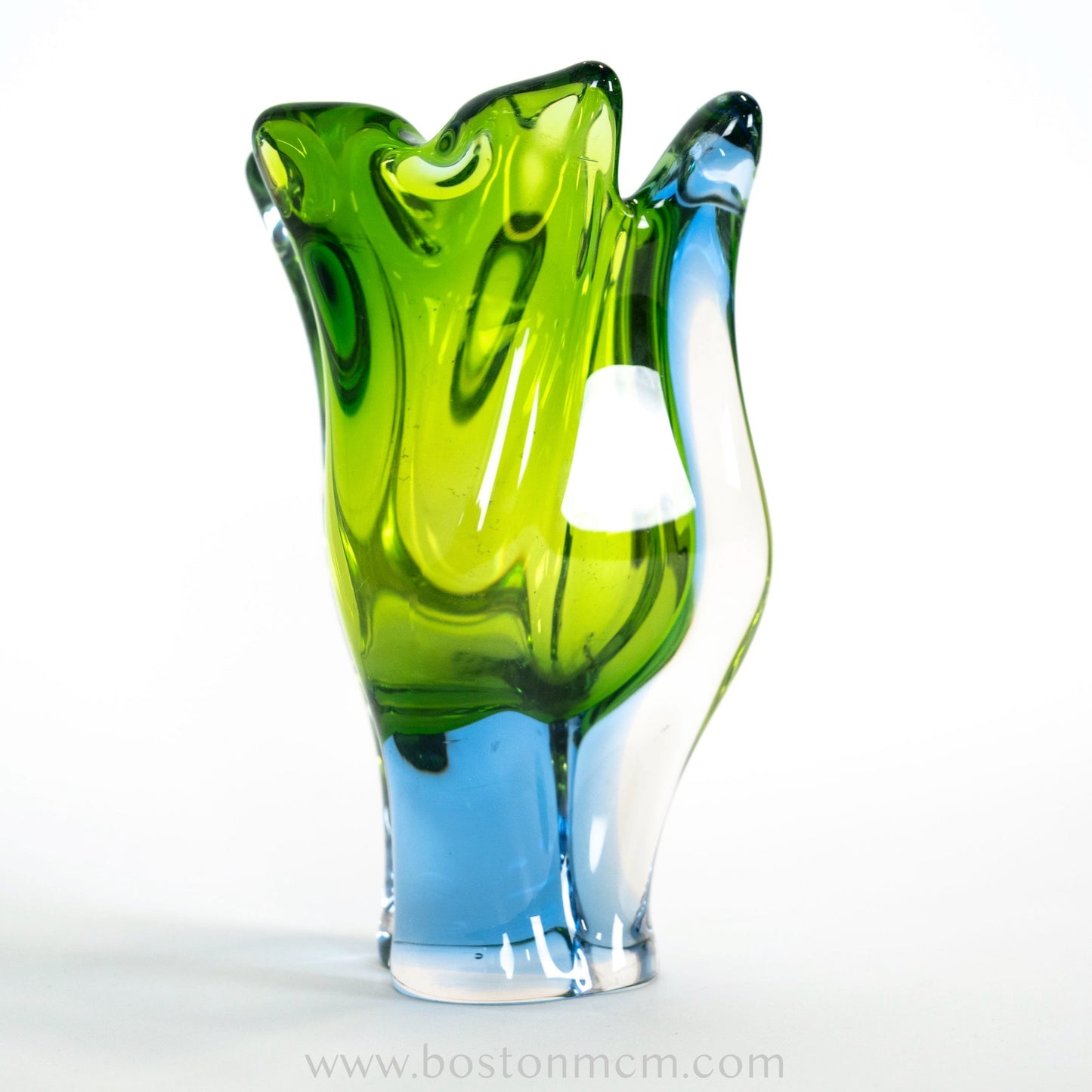 Art Glass Blue-Green Vase Designed by Josef Hospodka for Chribska Glassworks #5