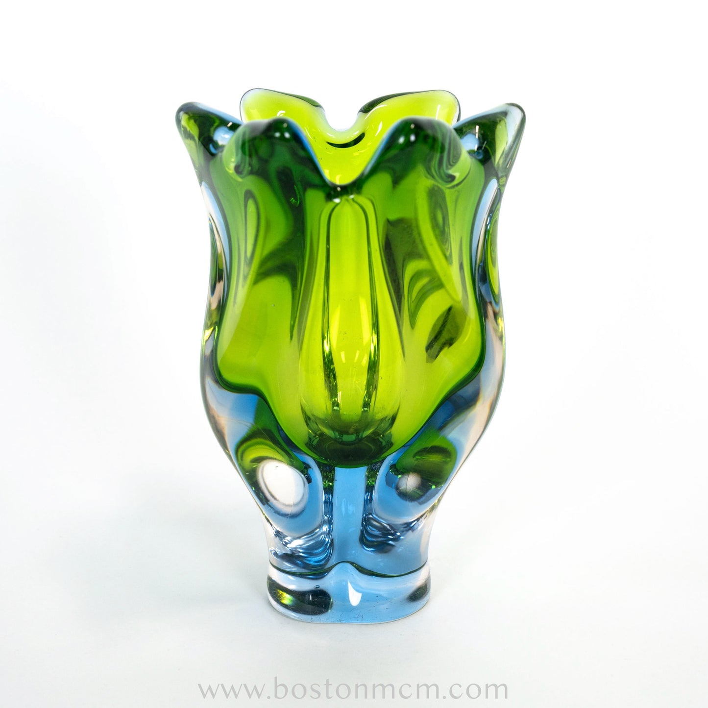 Art Glass Blue-Green Vase Designed by Josef Hospodka for Chribska Glassworks #5