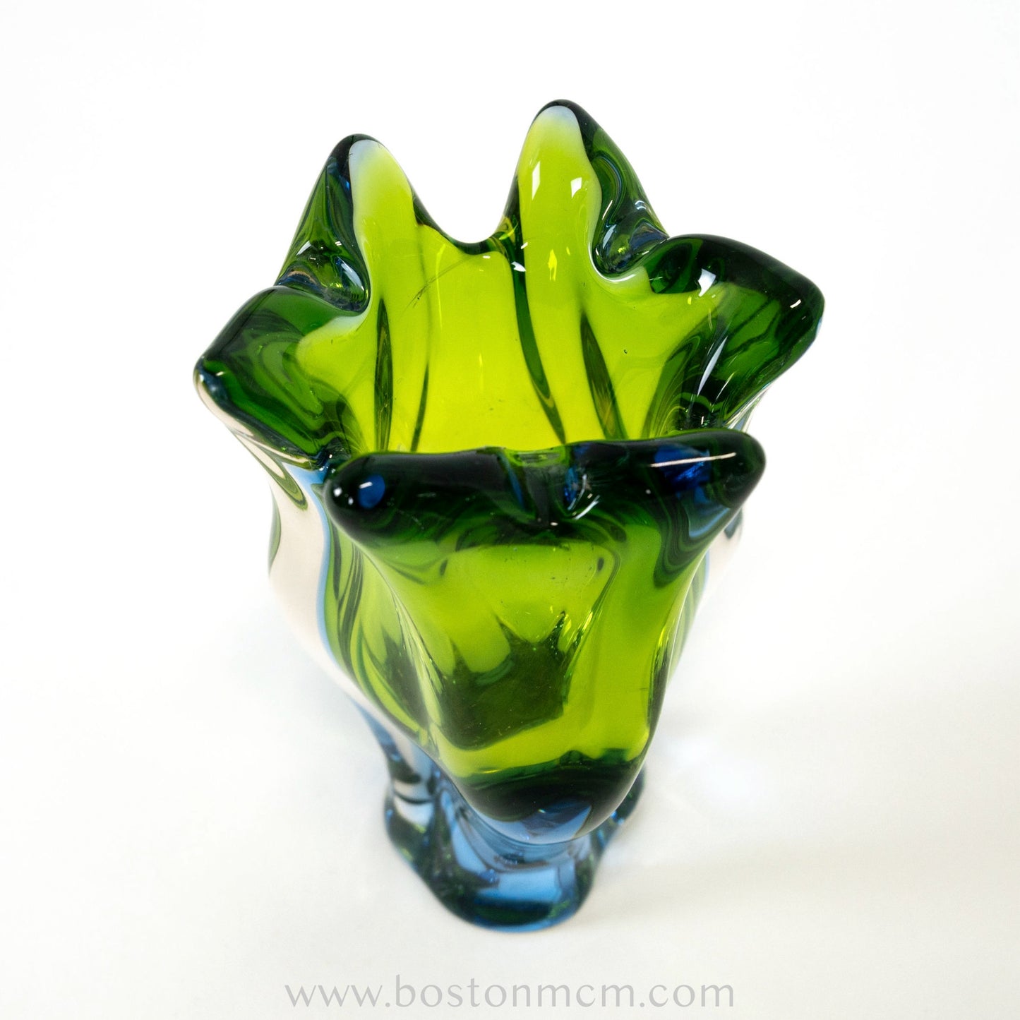 Art Glass Blue-Green Vase Designed by Josef Hospodka for Chribska Glassworks #5