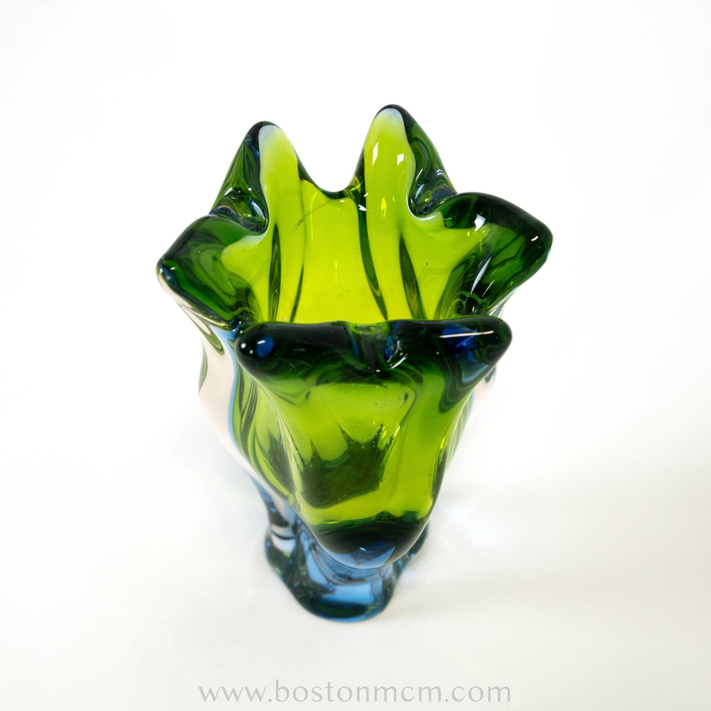 Art Glass Blue-Green Vase Designed by Josef Hospodka for Chribska Glassworks #5