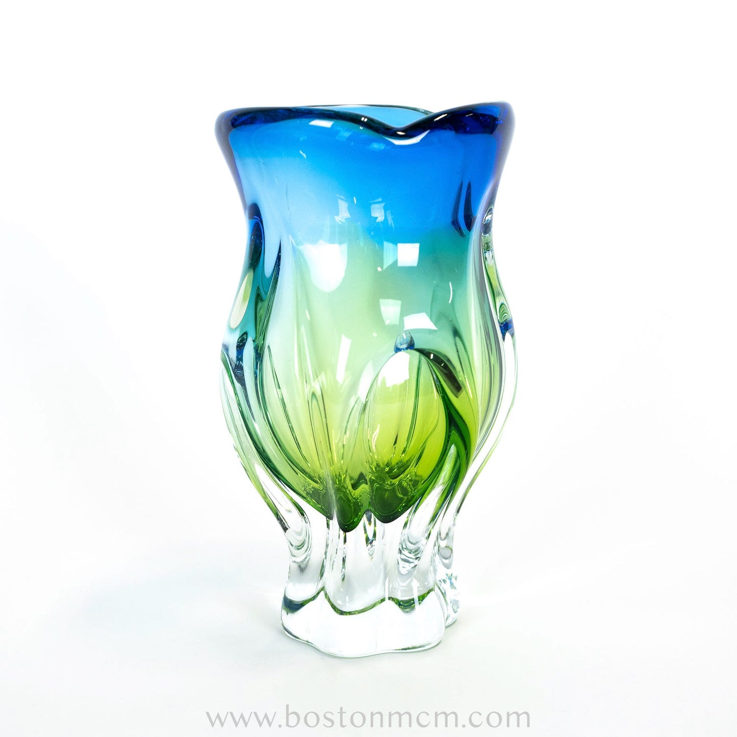 Art Glass Blue-Green Vase Designed by Josef Hospodka for Chribska Glassworks #3