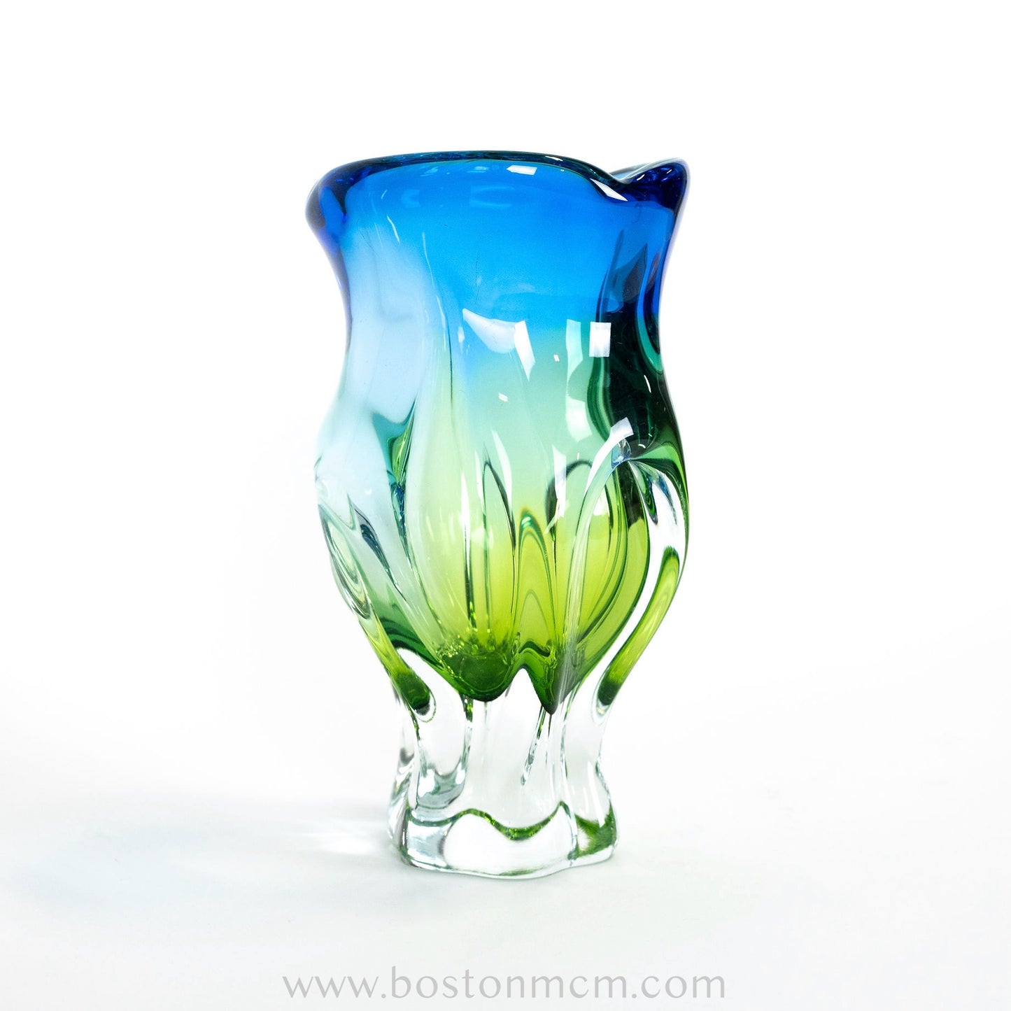 Art Glass Blue-Green Vase Designed by Josef Hospodka for Chribska Glassworks #3