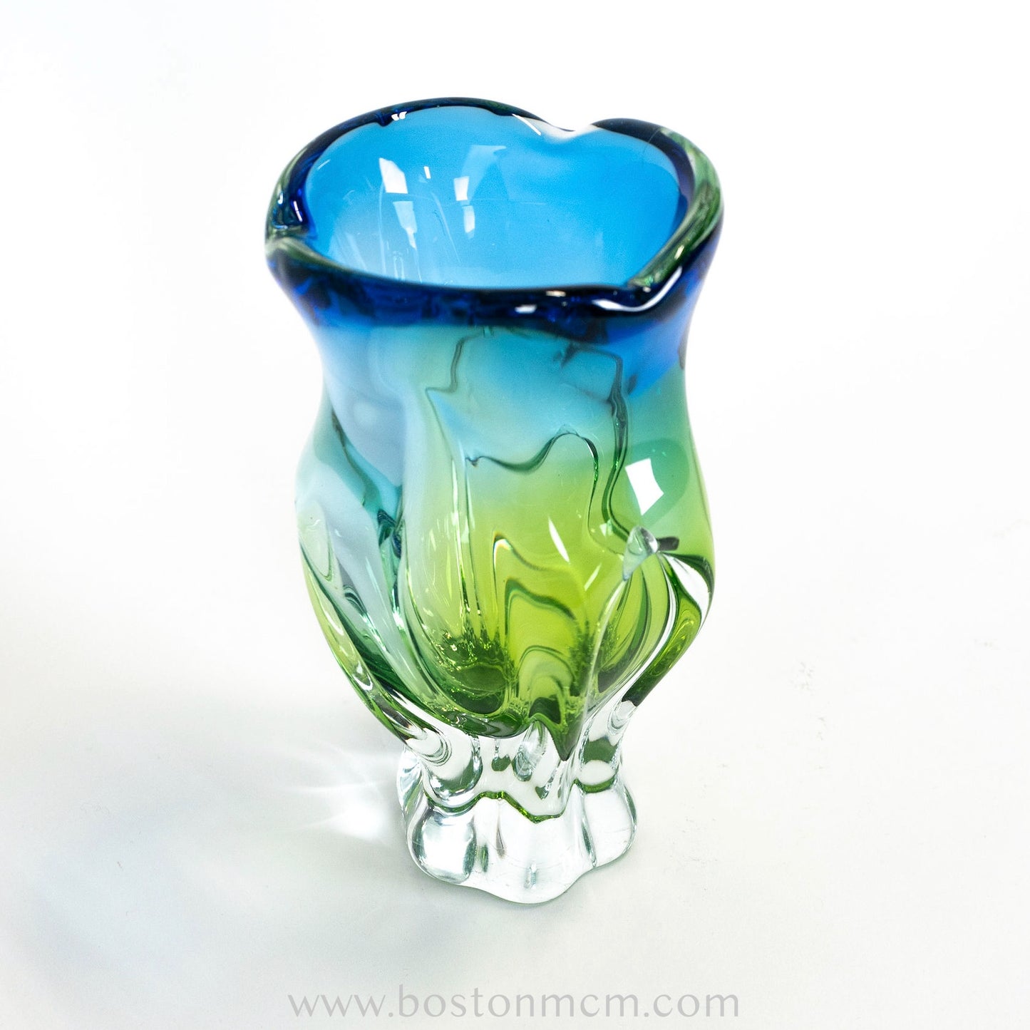 Art Glass Blue-Green Vase Designed by Josef Hospodka for Chribska Glassworks #3