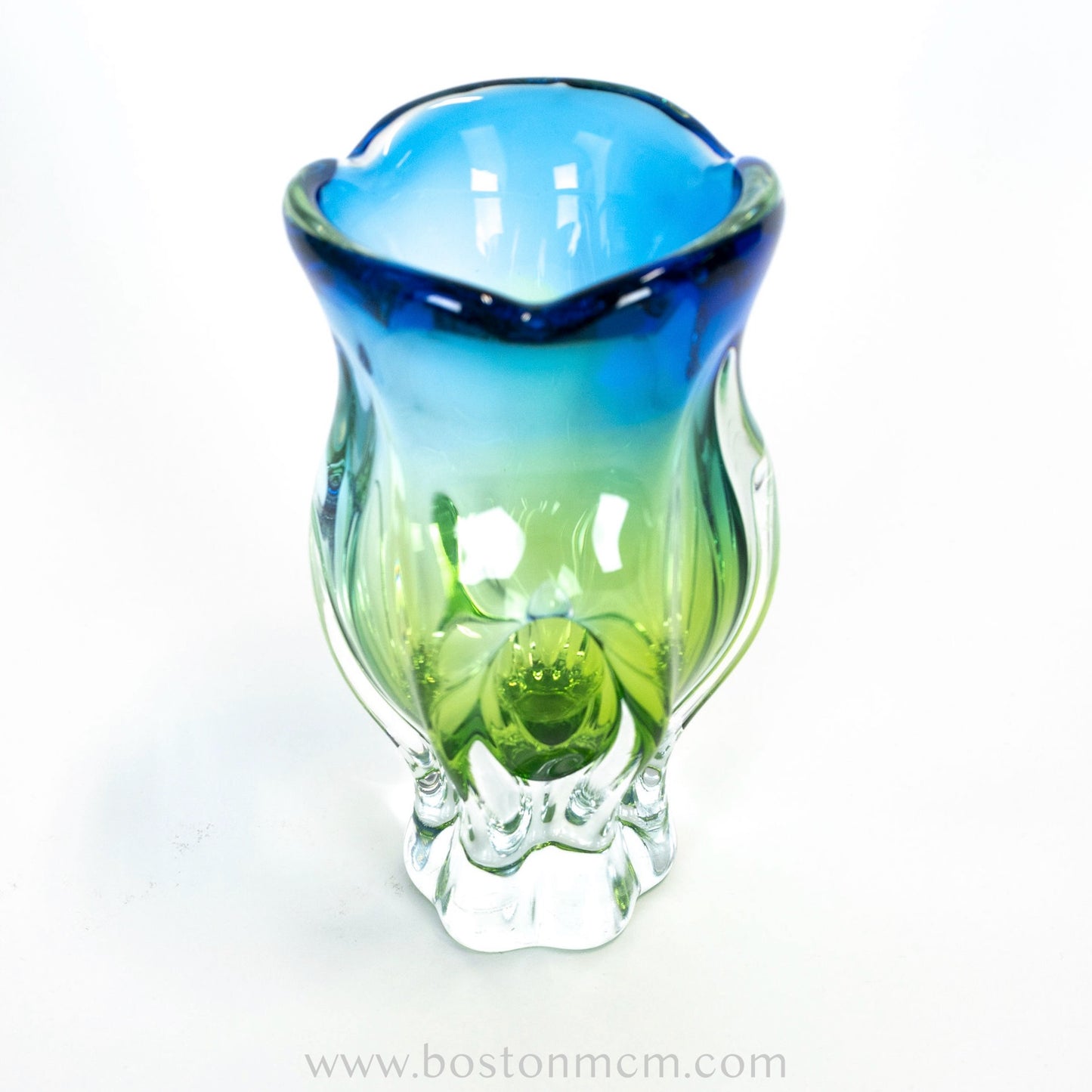 Art Glass Blue-Green Vase Designed by Josef Hospodka for Chribska Glassworks #3