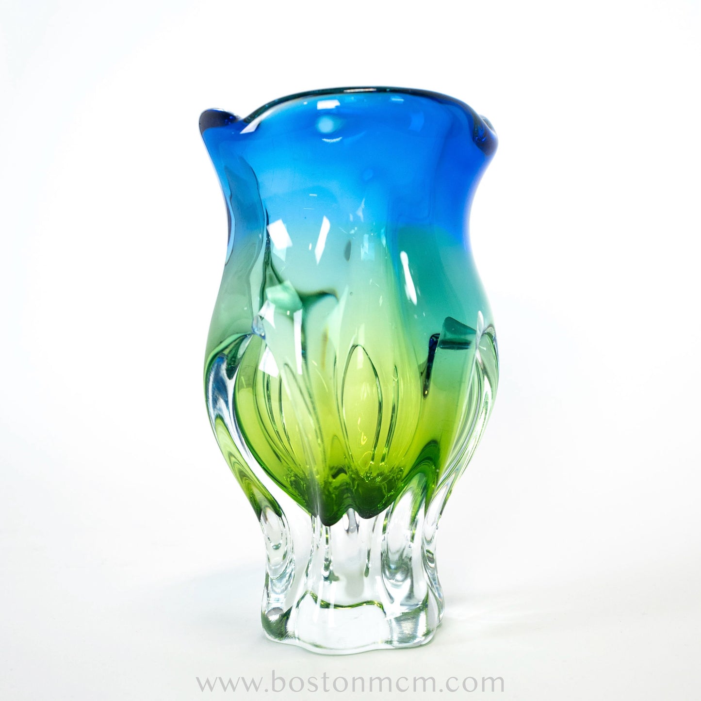 Art Glass Blue-Green Vase Designed by Josef Hospodka for Chribska Glassworks #3