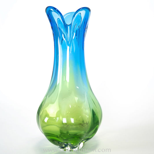 Art Glass Blue-Green Vase by Chribska Glassworks #2