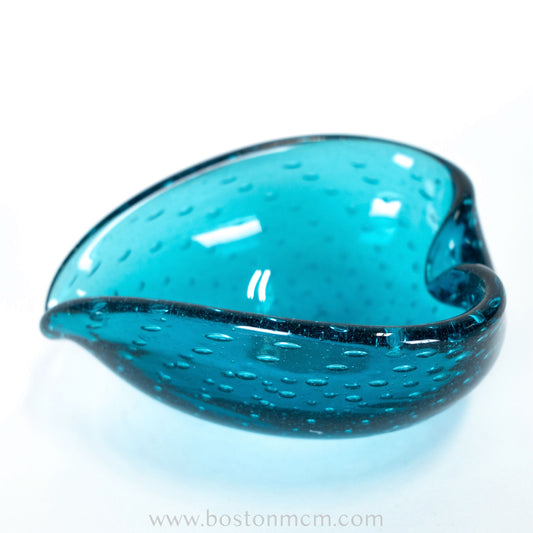 Italian Murano Art Glass Blue Bullicante Bowl