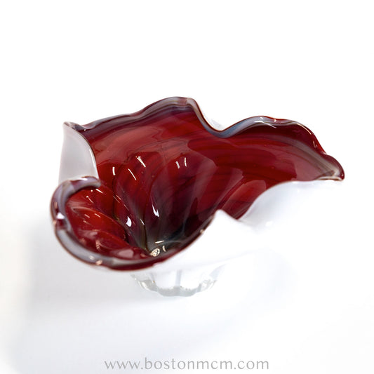 Italian Murano Art Glass Dark Red Bowl, Possibly by Fratelli Toso