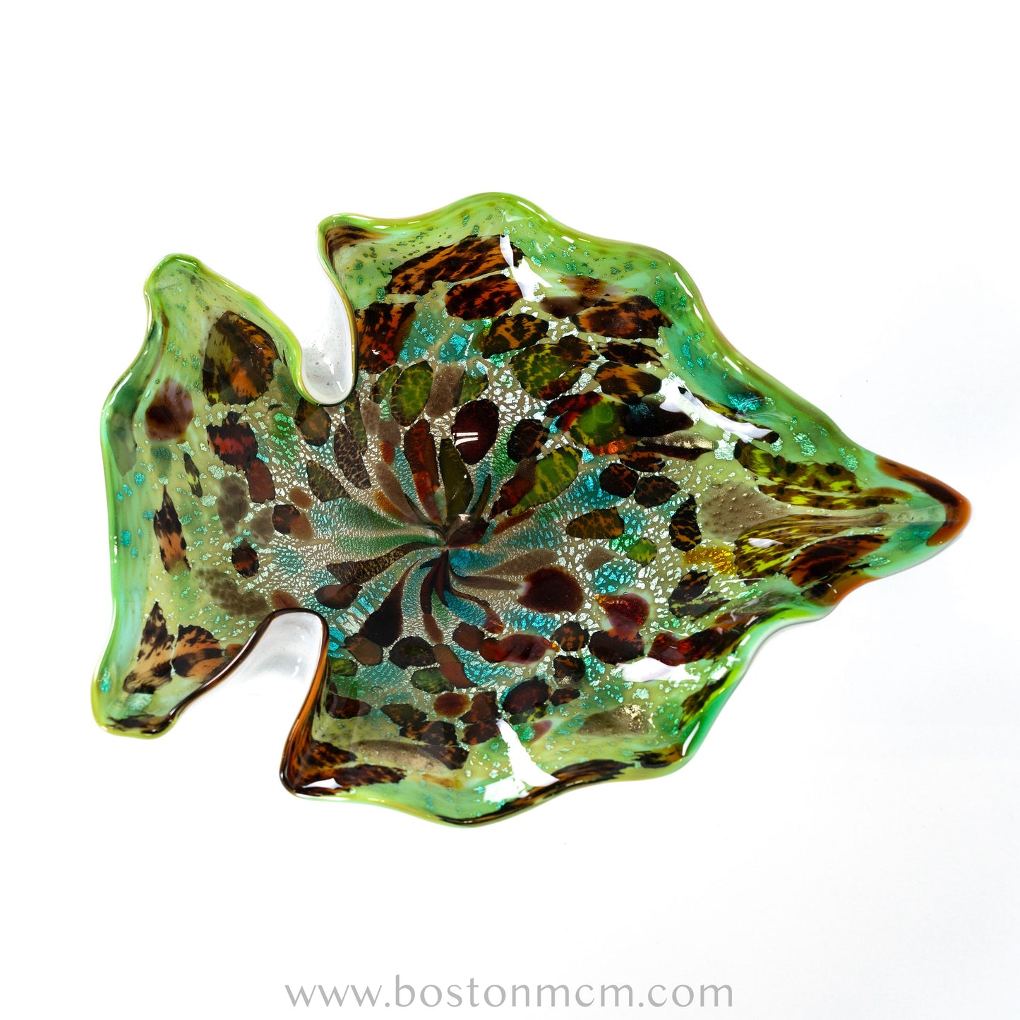 Italian Murano Art Glass Fish-Shaped Aventurine Bowl by Fratelli Toso