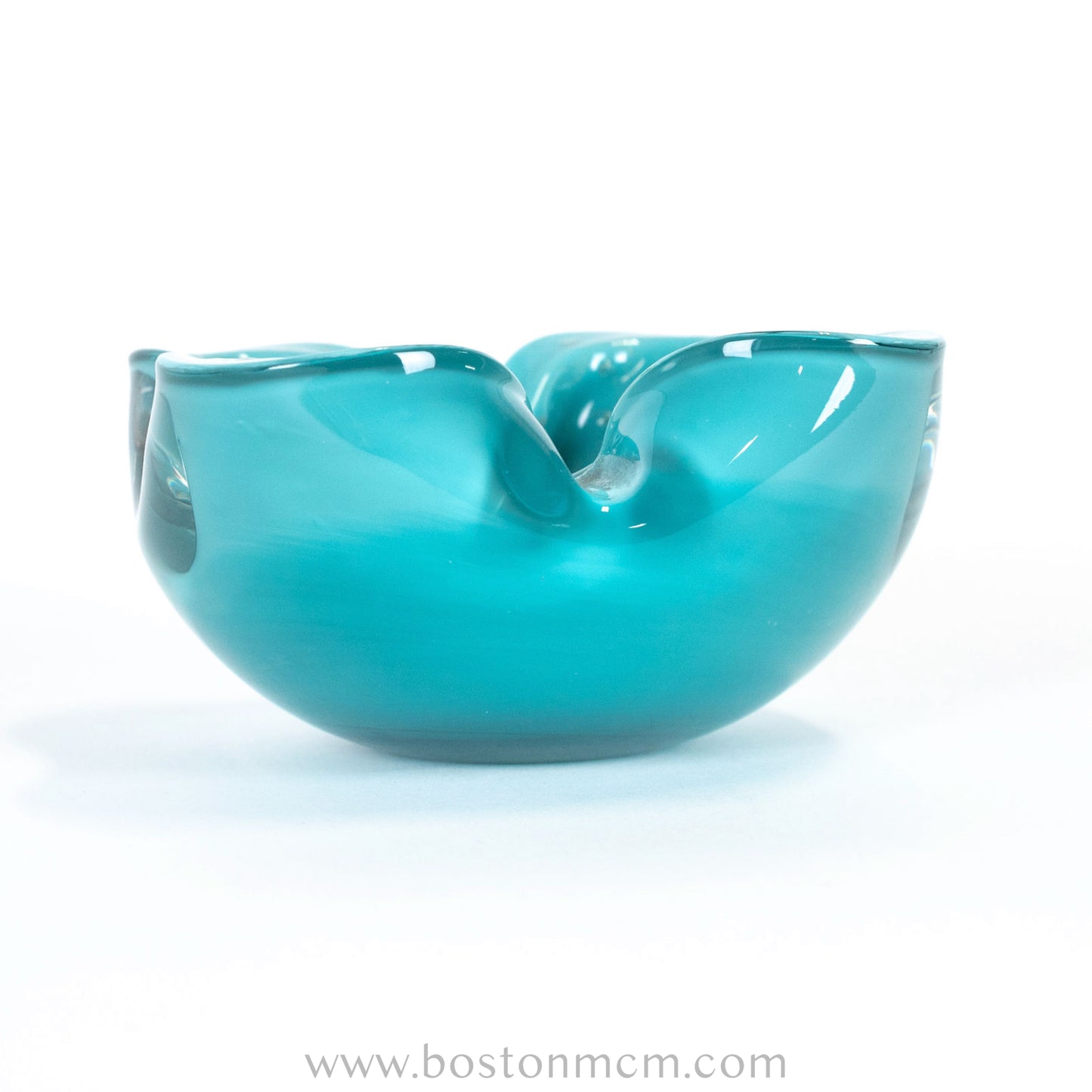 Italian Murano Art Glass Blue / Teal Bowl, by Alfredo Barbini Bollinato