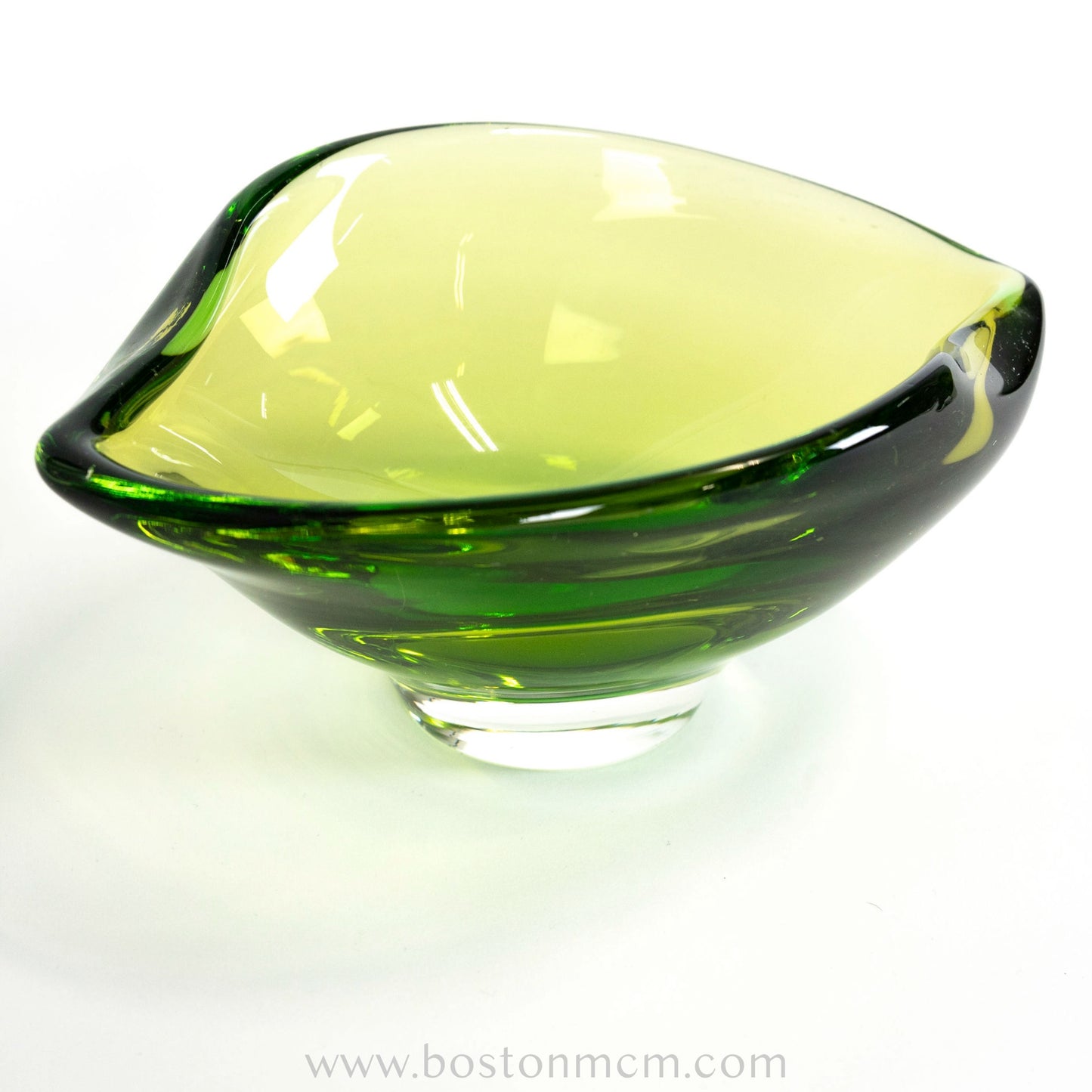 Italian Murano Art Glass Green Bowl, Possibly Sommerso