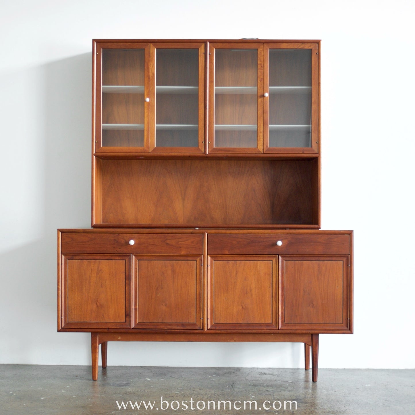 Drexel "Declaration" Walnut Credenza / Sideboard & Hutch / China Cabinet - #A1361 / #A1362