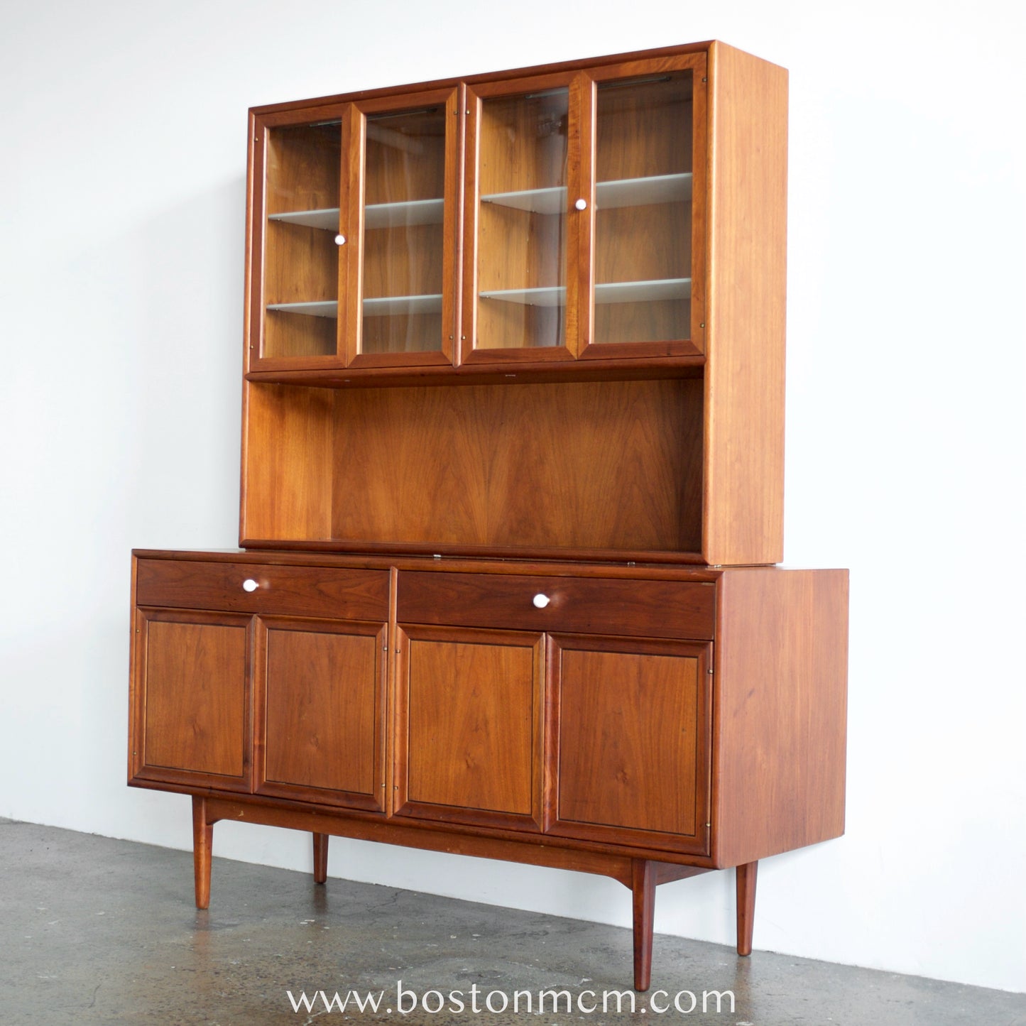 Drexel "Declaration" Walnut Credenza / Sideboard & Hutch / China Cabinet - #A1361 / #A1362