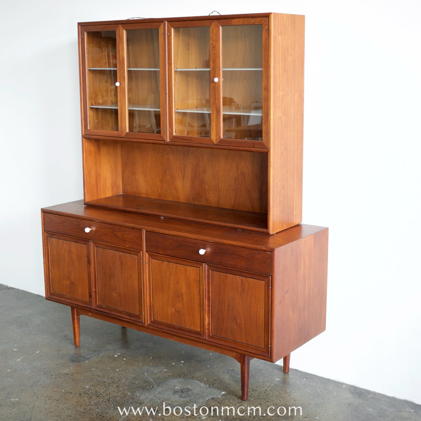 Drexel "Declaration" Walnut Credenza / Sideboard & Hutch / China Cabinet - #A1361 / #A1362