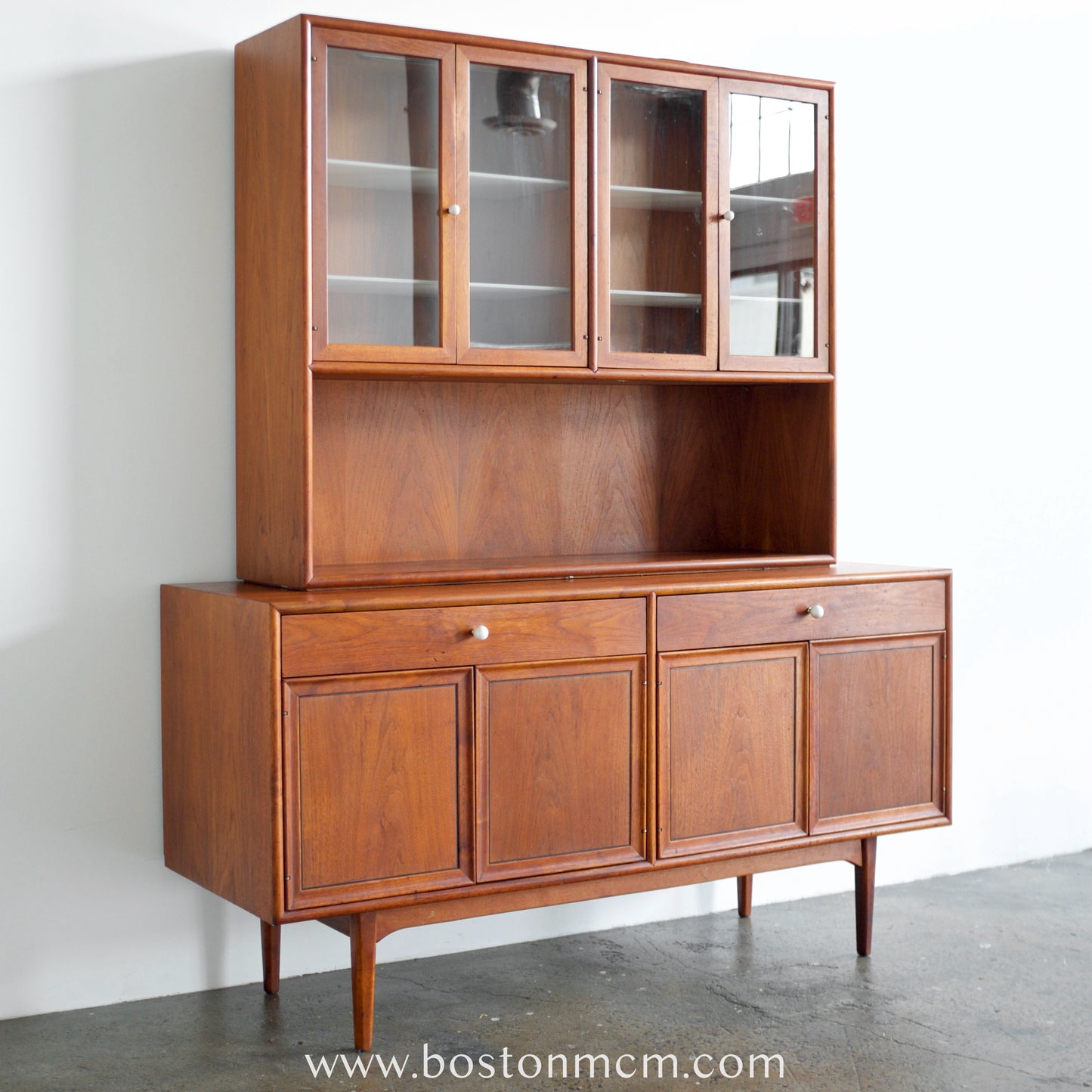 Drexel "Declaration" Walnut Credenza / Sideboard & Hutch / China Cabinet - #A1361 / #A1362