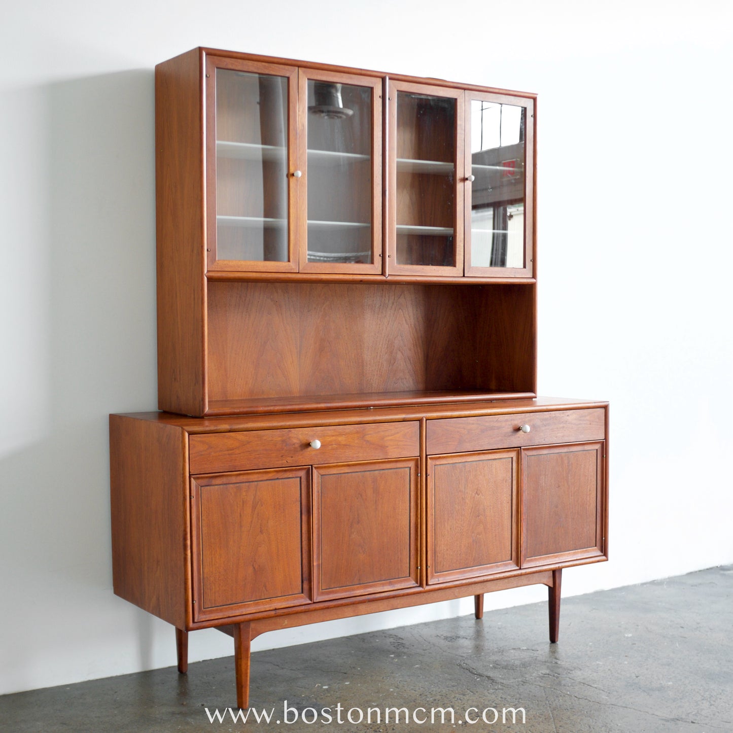 Drexel "Declaration" Walnut Credenza / Sideboard & Hutch / China Cabinet - #A1361 / #A1362