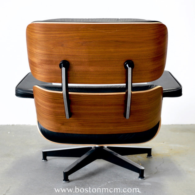 Eames Lounge Chair and Ottoman Model 670 & 671 in Walnut & Black Leather - #A1814