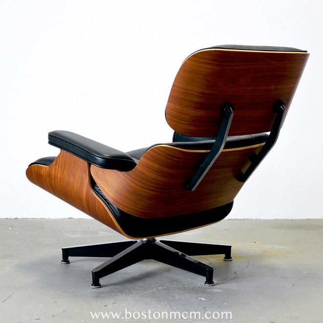 Eames Lounge Chair and Ottoman Model 670 & 671 in Walnut & Black Leather - #A1814