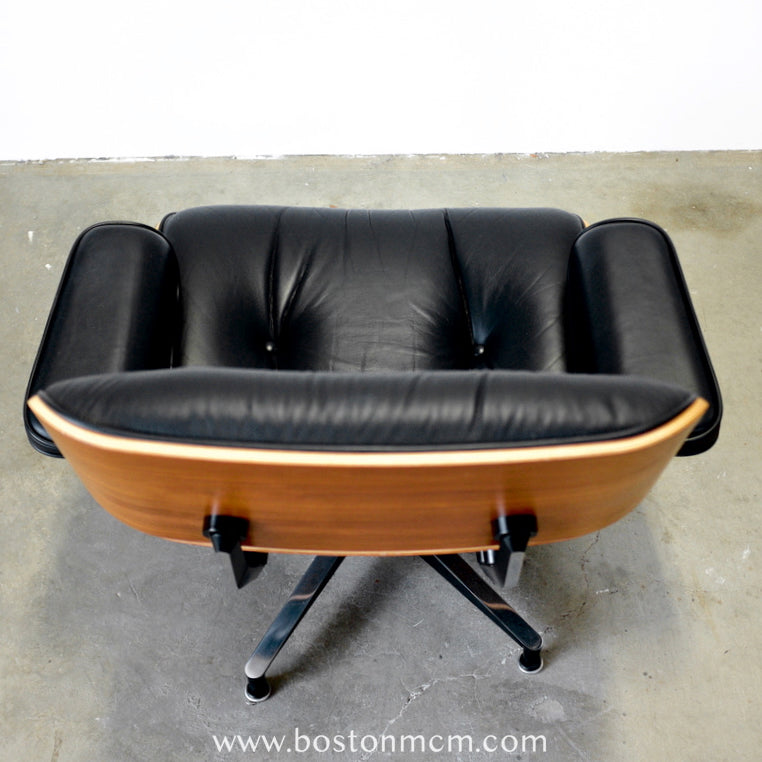 Eames Lounge Chair and Ottoman Model 670 & 671 in Walnut & Black Leather - #A1814
