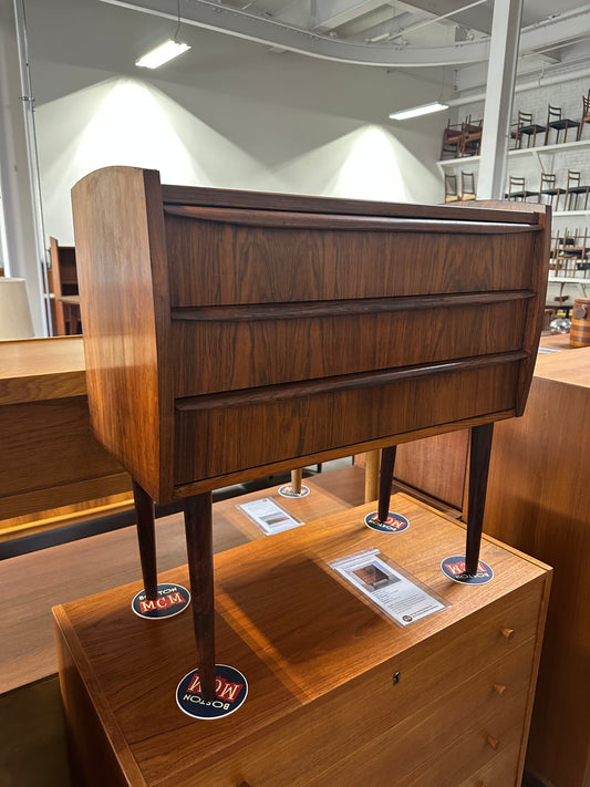 Danish Rosewood 3 Drawer Side Table / Nightstand - #A1808