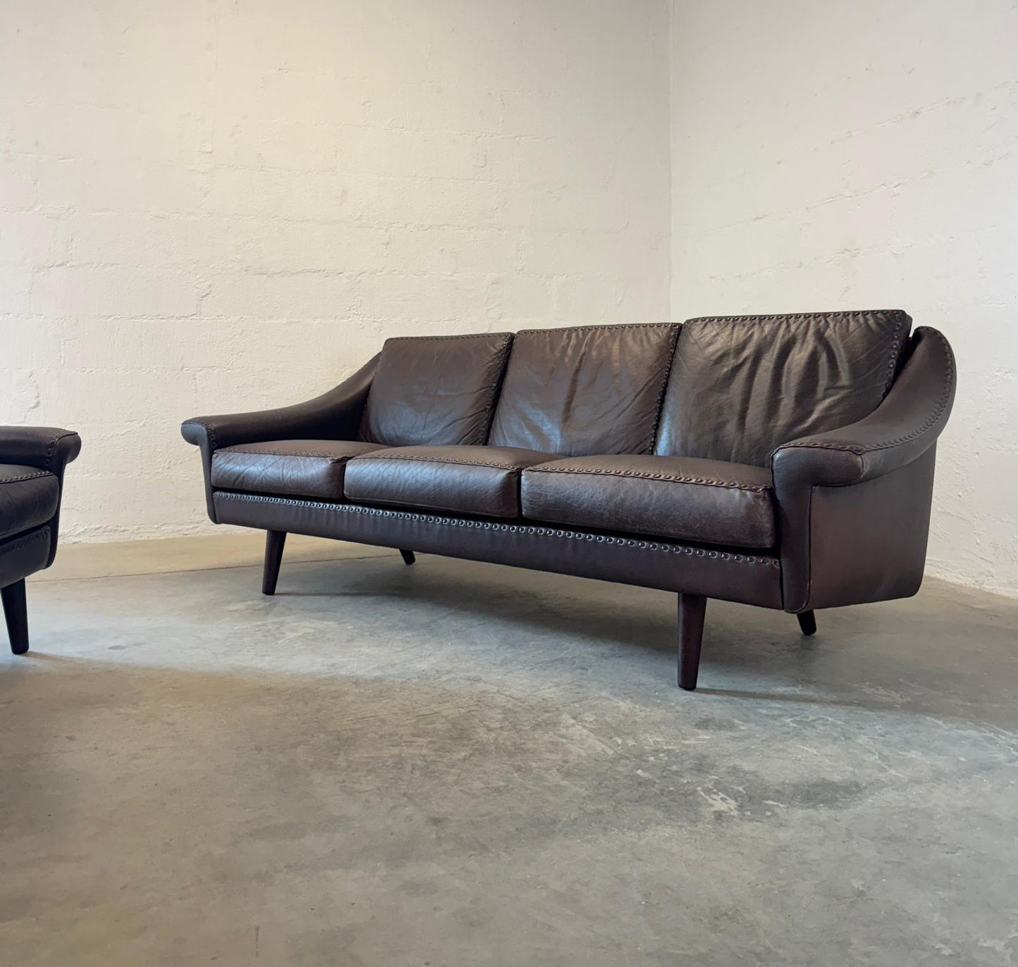 Erhardsen & Andersen Møbelfabrik “Matador” Leather Sofa & Chair Designed by Aage Christiansen - #A2152