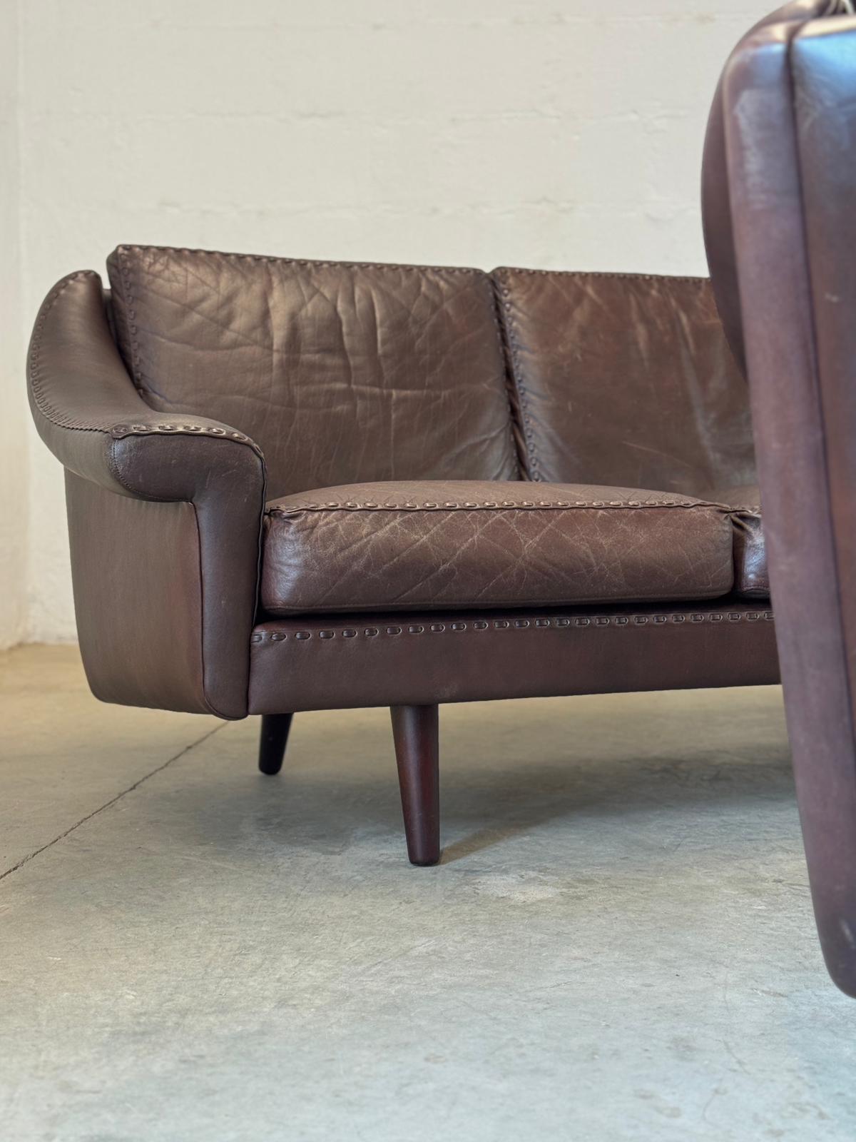Erhardsen & Andersen Møbelfabrik “Matador” Leather Sofa & Chair Designed by Aage Christiansen - #A2152