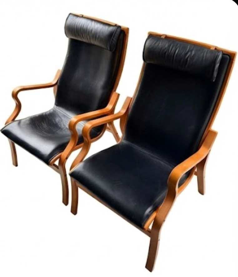 Skovby Møbelfabrik "Bern" Bentwood Beech Armchair with Leather Upholstery - #A2195