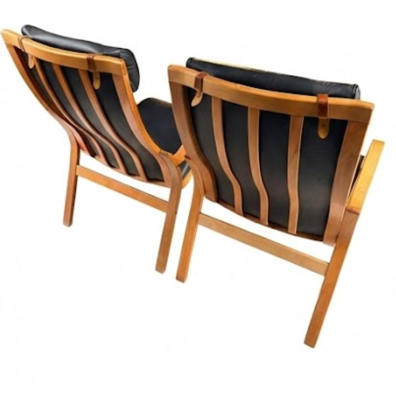 Skovby Møbelfabrik "Bern" Bentwood Beech Armchair with Leather Upholstery - #A2195