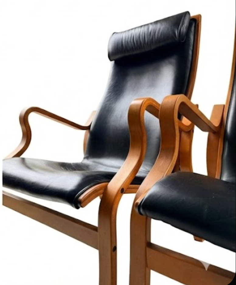 Skovby Møbelfabrik "Bern" Bentwood Beech Armchair with Leather Upholstery - #A2195