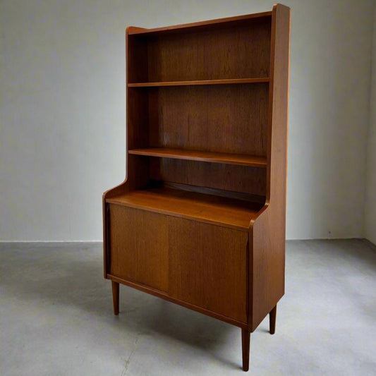 Danish Teak Bookcase with Cabinet Storage - #A1582