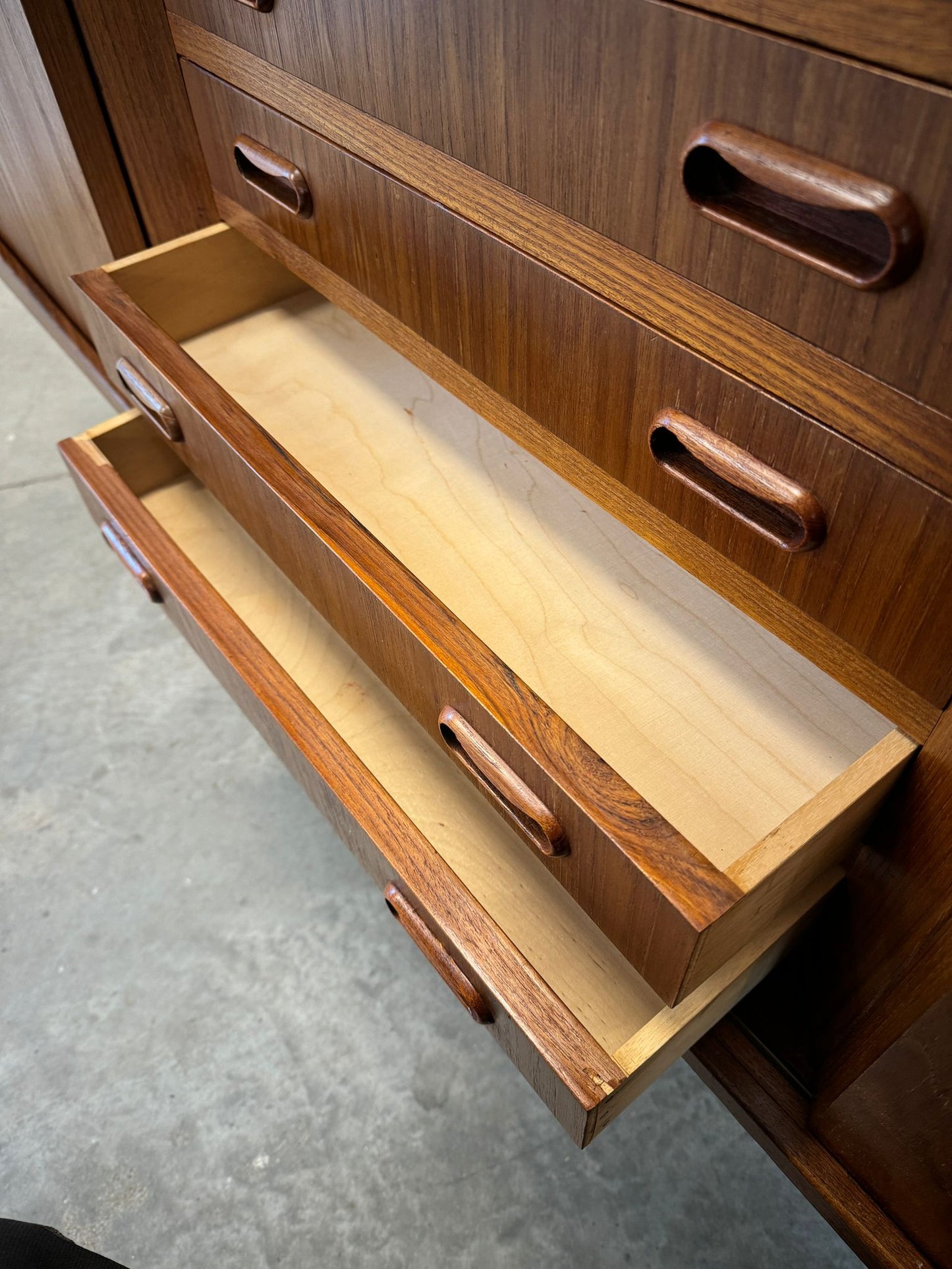 Danish Teak Tall Sideboard / Highboard with Bar Cabinet - #A1619