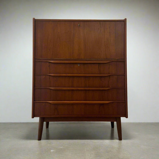 Danish Teak Dresser / Liquor Cabinet with Drop-Down Storage  - #A1642