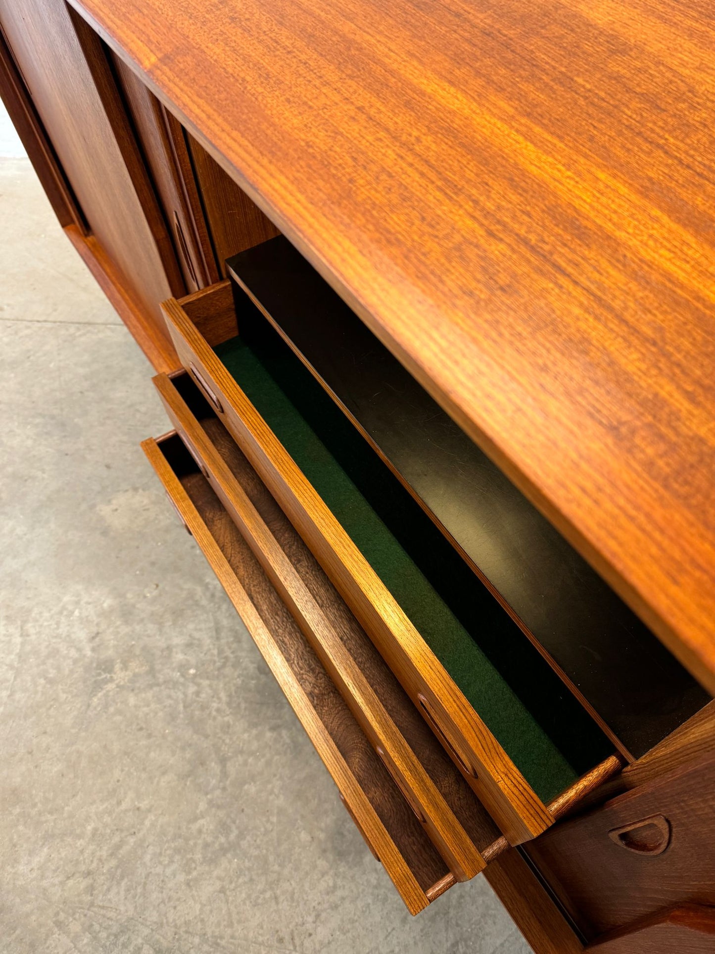 Kurt Østervig Teak Tall Sideboard / Highboard with Illuminated Bar Cabinet - #A1656