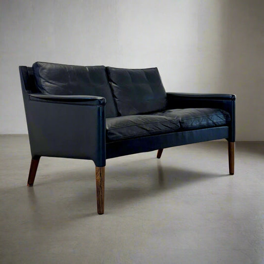 Centrum Møbler Leather & Rosewood Loveseat / Settee “Model 55” Designed by Kurt Østervig - #A1698