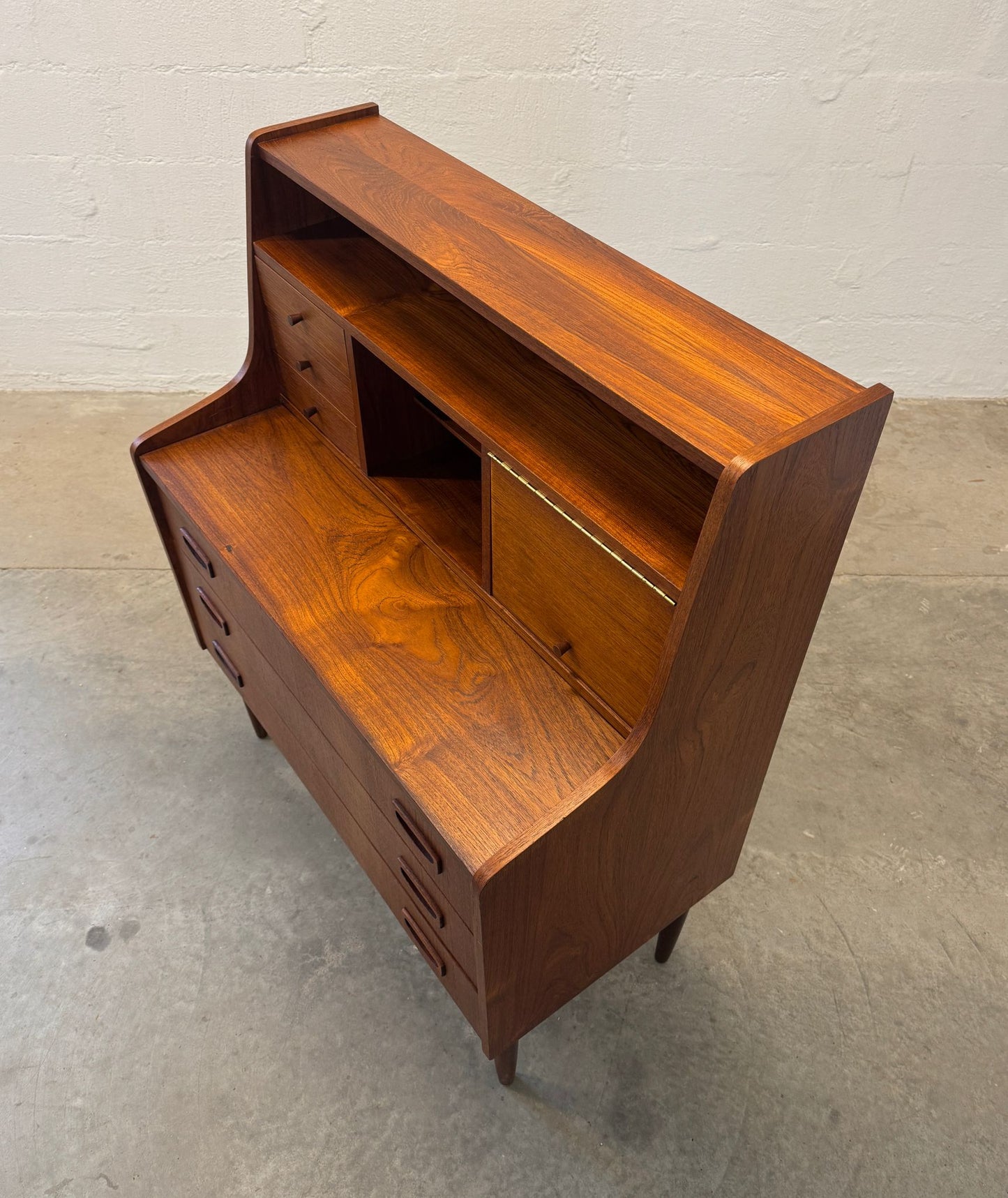 Danish Teak Secretary Desk with Hidden Vanity - #A1699