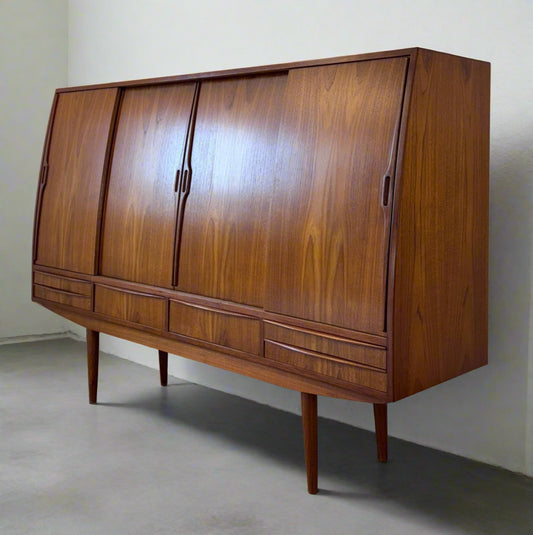 Danish Teak Tall Sideboard / Highboard with Bow Front - #A1729
