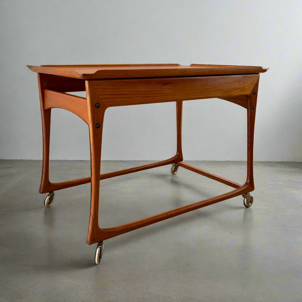 J. Ingvard Jensen Teak Rolling Bar Cart / Tea Cart - #A1749