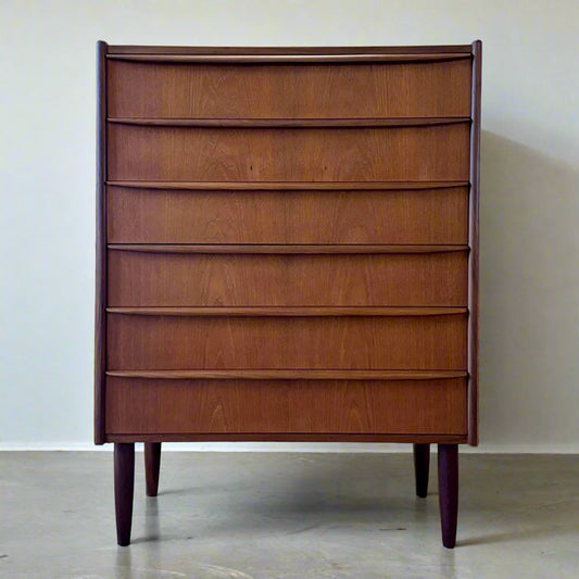 Danish Teak Six Drawer Dresser - #A1748