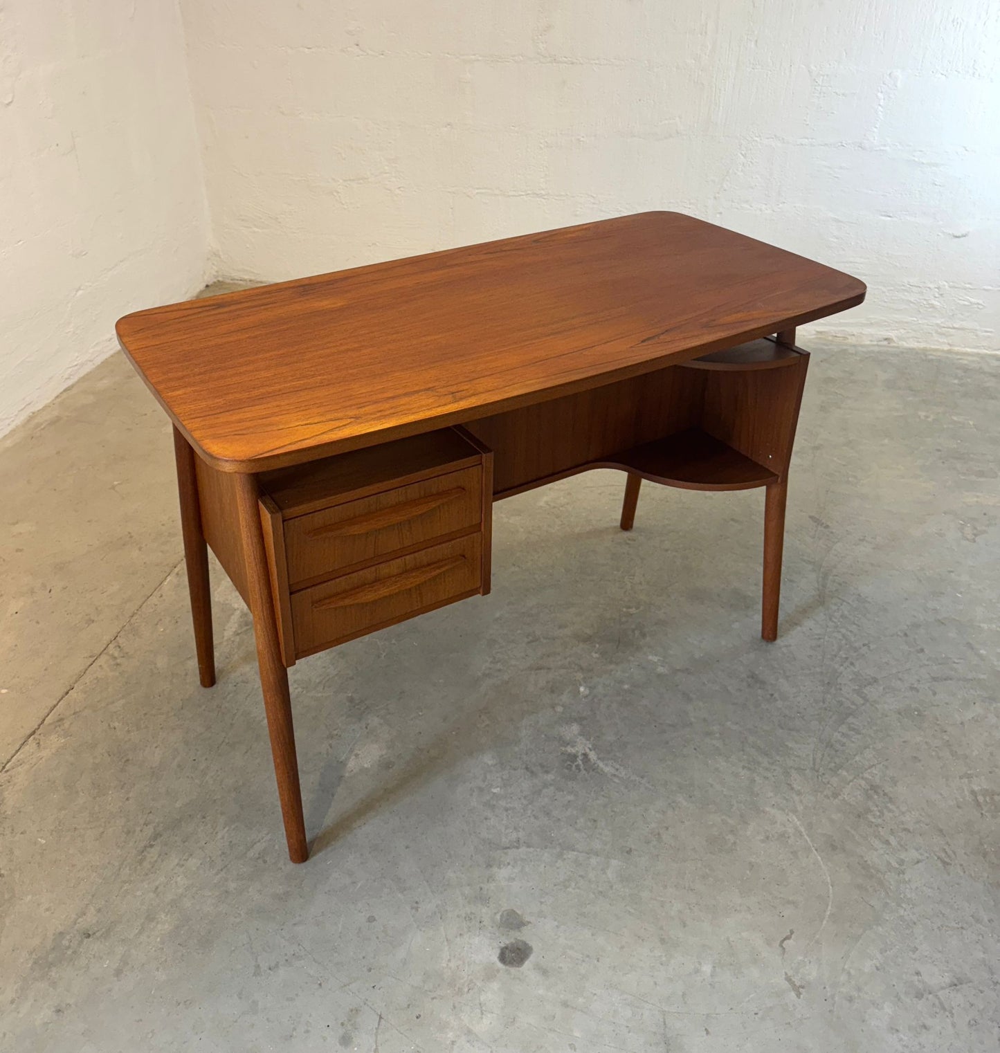Tibergaard Teak Desk with Rear Storage Shelf Designed by Gunnar Nielsen Tibergaard - #A1750