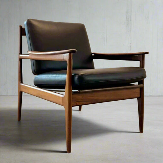 Danish Teak & Leather Armchair - #A1760